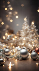 Fototapeta na wymiar Christmas background with holiday lights and sparkling sparkles. Generative AI