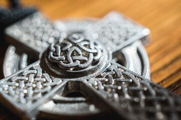 Celtic cross, silver pendant with ornament