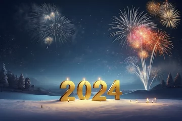Fotobehang Happy new year 2024   © asma