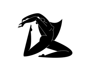 Contemporary female body vector illustration. Nude woman silhouette, abstract pose, feminine figure, modern graphic design. Beauty, self love, body care concept for logo, branding. Minimalism fine art - 666066068