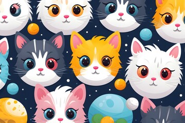 cute cat doodle pattern cartoon