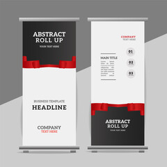  modern business roll up banner design display standee with creative ribbon
