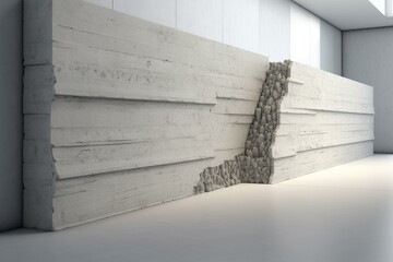 3D depiction of a concrete wall that projects outwards. Generative AI