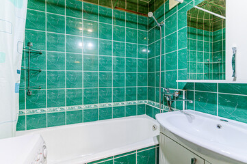 interior apartment room bathroom, sink, decorative elements, toilet