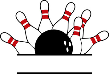 Bowling Strike Name Frame Vector