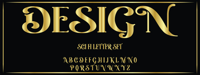 DESIGN, Sports GOLDEN minimal tech font letter set. Luxury vector typeface for company. Modern gaming fonts logo design