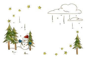 クリスマスツリーと星のフレーム
