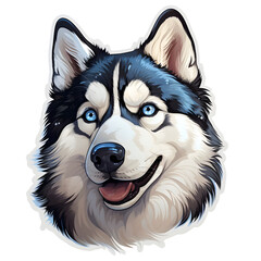 sticker of a Husky with striking blue eyes