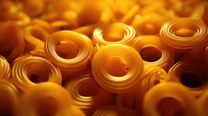 A close up of a bunch of yellow rubber rings, AI - obrazy, fototapety, plakaty