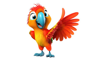 Disco Dancing Parrot With Beautiful Fur 3D Character Isolated on Transparent Background PNG.