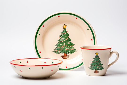 Christmas or new year  tree style children dinnerware set