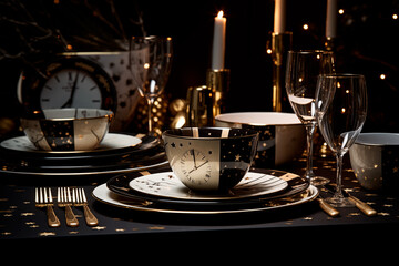 New year eve style dinnerware tableware set. Christmas dinner