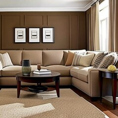 Let's imagine a beautiful living room that can comfortably accommodate five people side by side, with cozy and welcoming ambiance. The seating arrangement could be a combination of a large sectional