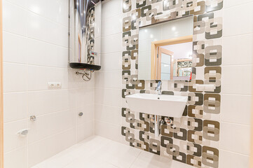 Fototapeta na wymiar interior apartment room bathroom, sink, decorative elements, toilet