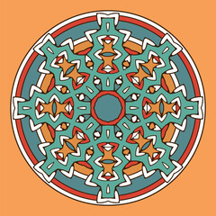An original fairy-tale mandala with intertwining multi-colored patterns. Vector illustration