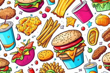 fast food doodle pattern