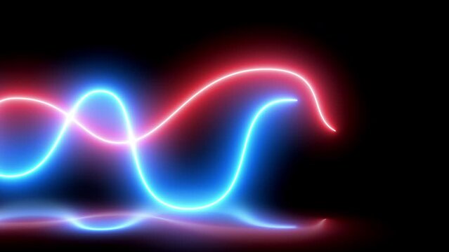 Neon Glowing Wavy Lines in red and blue Colors