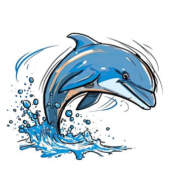 dolphin sketch caricature stroke doodle illustration vector hand drawn crazy mascot clipart