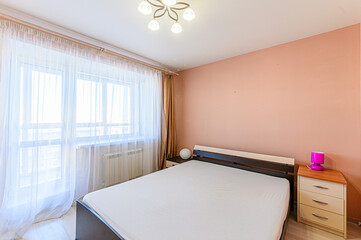 interior apartment room bedroom with bed