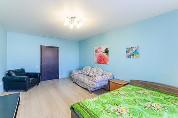 interior apartment room bedroom with bed