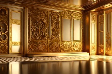 3d illustration Golden Background interior classic decorations 