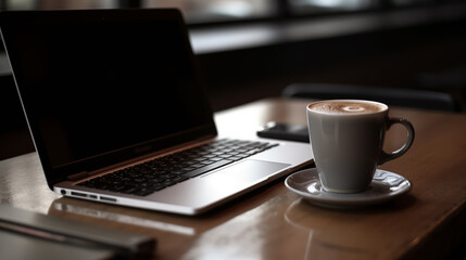teleworking in a coffee shop in winter