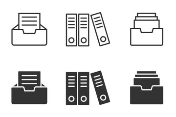 Archive folders icon set. Vector illustration