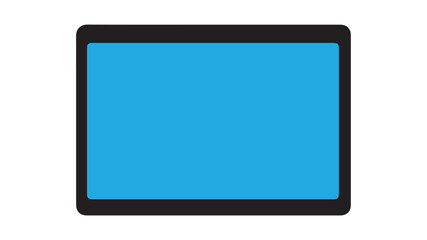 Black tablet blue display computer, isolated on white background
