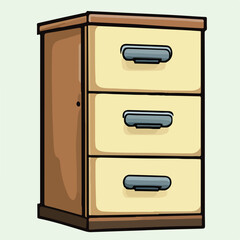 wooden cabinet with drawers isolated