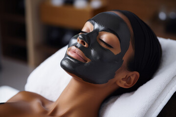 A dark-skinned woman in the beautician's office will receive a spa treatment for her face