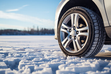 Winter tires on the street in the snow