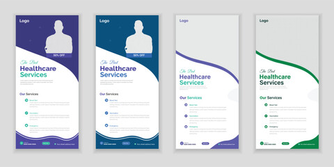 Bundle Medical Roll-Up Or Dl Flyer And Rack Card Design Template For Your Business