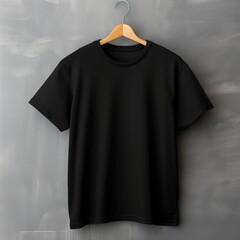 Black t-shirts with copy space hanger Generative Ai
