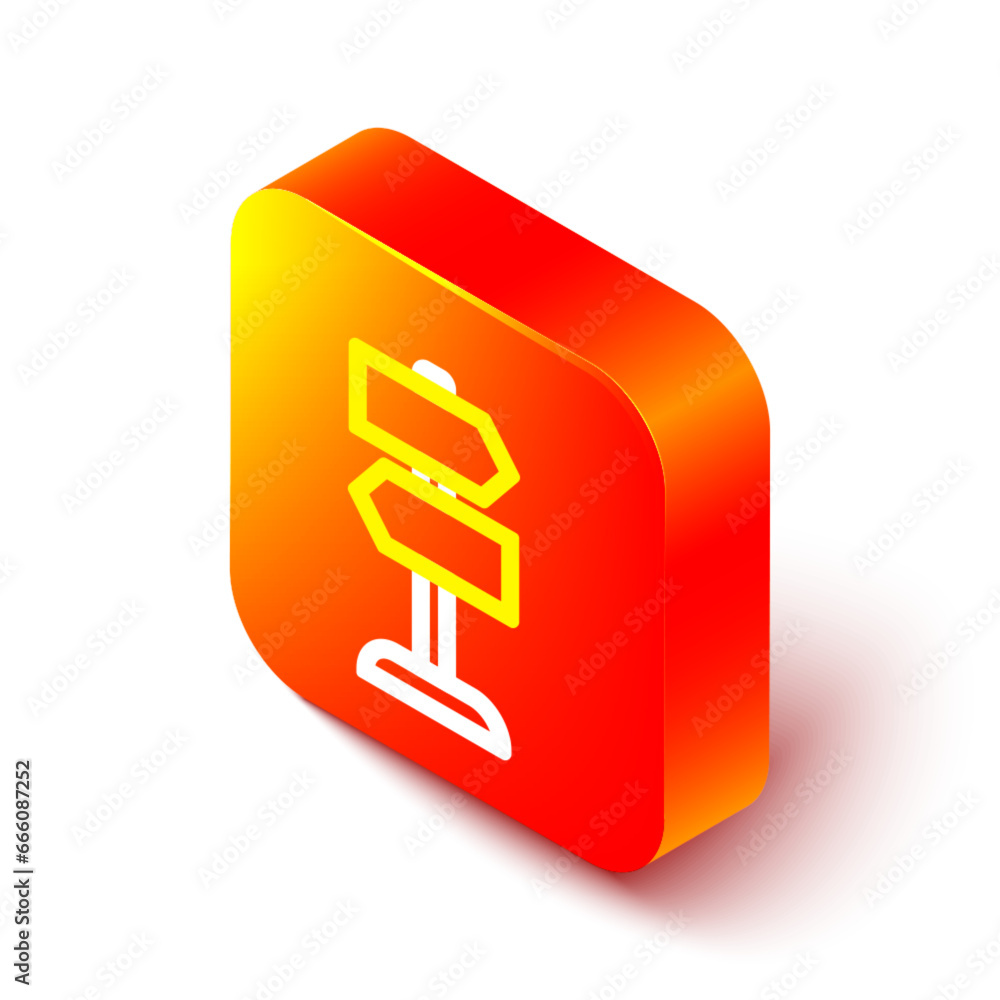 Poster isometric line road traffic sign. signpost icon isolated on white background. pointer symbol. isolat