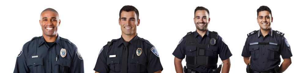 Smiling male police officer, transparent png background, white background, Generative Ai