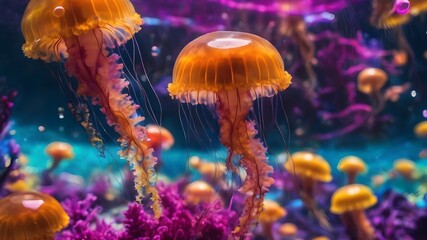 Fototapeta na wymiar Colorful jelly fish
