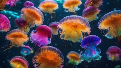 Fototapeta na wymiar Colorful jelly fish