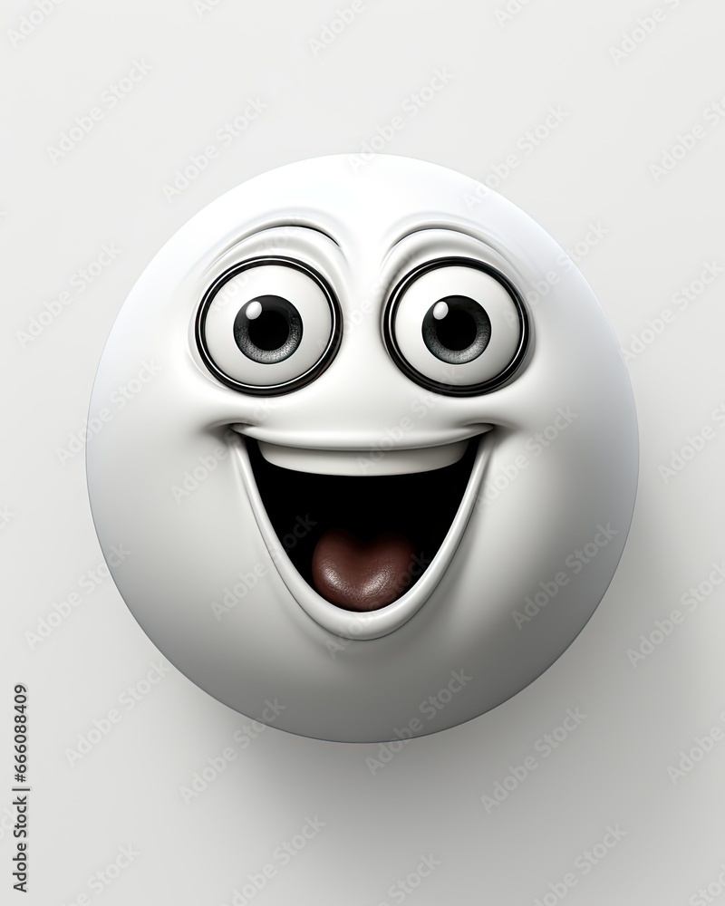 Poster a white button with eyes and a smile on it's face. generative ai