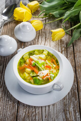 Fresh vegetable soup. Selective focus.