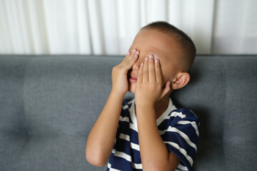 Asian boy has sore eyes