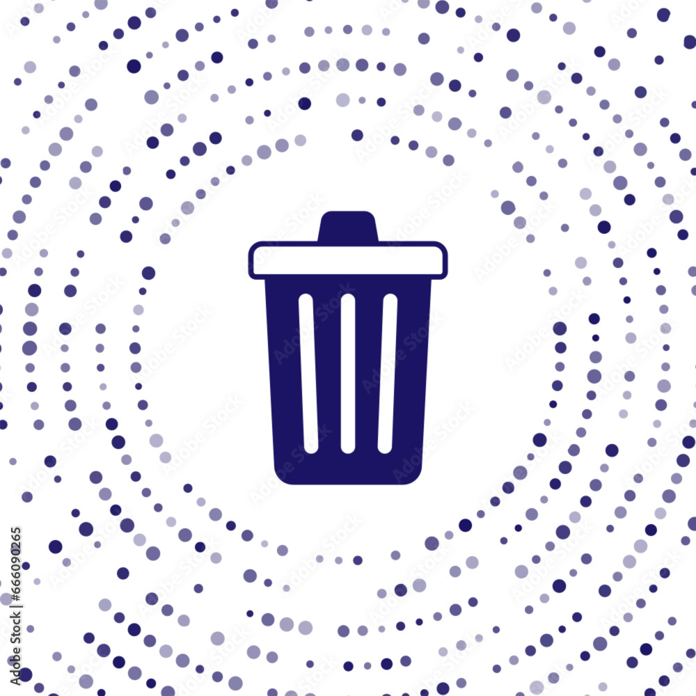Poster blue trash can icon isolated on white background. garbage bin sign. recycle basket icon. office tras