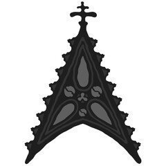 Gothic wimperg/gable/niche stylized drawing. Architectural stone frame; european medieval cathedral/church tracery/engraving illustration