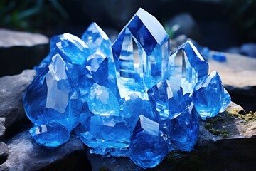 Translucent Blue crystal stone. Rock gem nature. Generate Ai