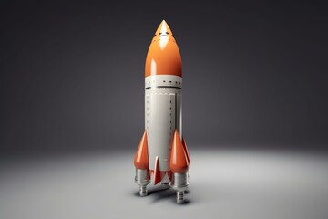 Rocket isolated in 3D against a plain background. Generative AI