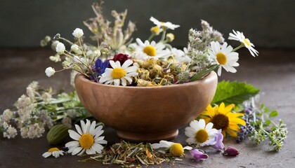Fototapeta na wymiar herbal tea with flowers