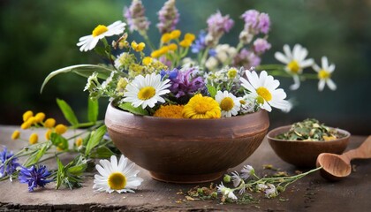 Obraz na płótnie Canvas herbal tea with flowers