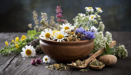 Fototapeta na wymiar herbal tea with flowers