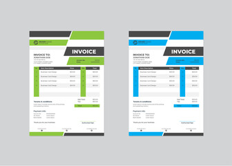 Creative invoice Template in 2 different color. Vector Business invoice for Print Template design