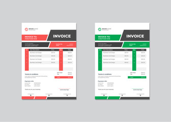 Professional business invoice template design or price list