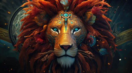 Vibrant Leo Zodiac Lion Artwork
